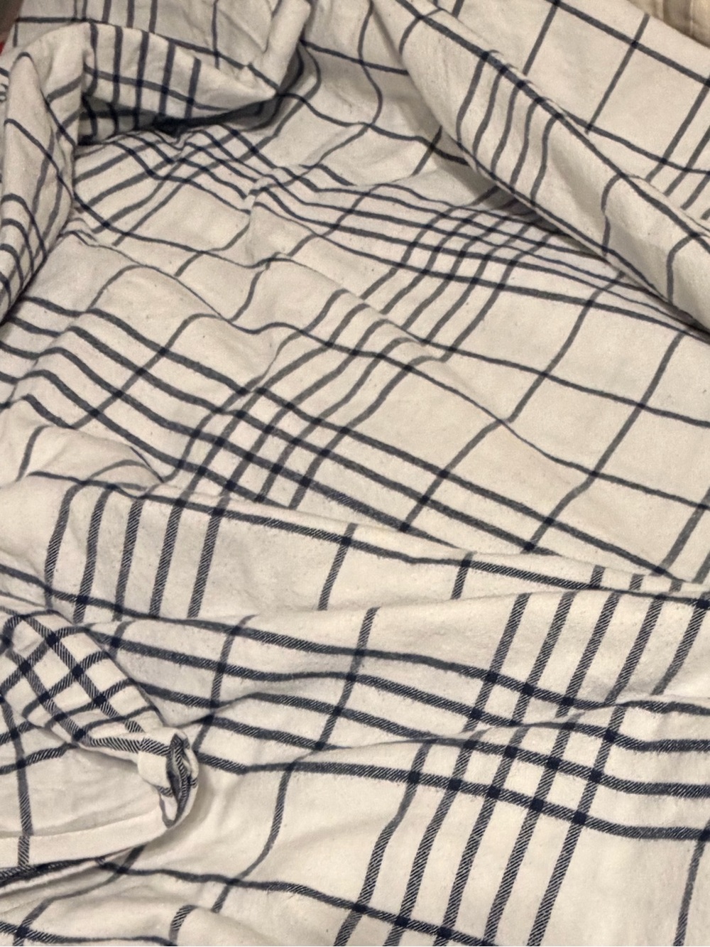 Lands' End White Navy Windowpane Flannel Queen Sheet Set Red Monogram “L” ⚓️🇺🇸 - Picture 7 of 7